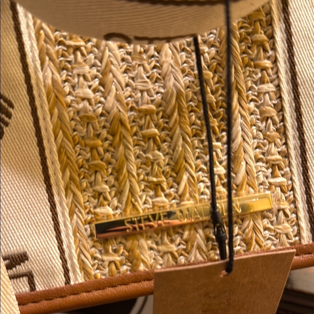 NWT Steve Madden Bwebber Straw Satchel Crossbody Bag - Cognac Brown  Vacation - Picture 10 of 16